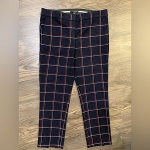 NWOT Ann Taylor Sz 6 Navy Plaid Ankle Length Dress Pants